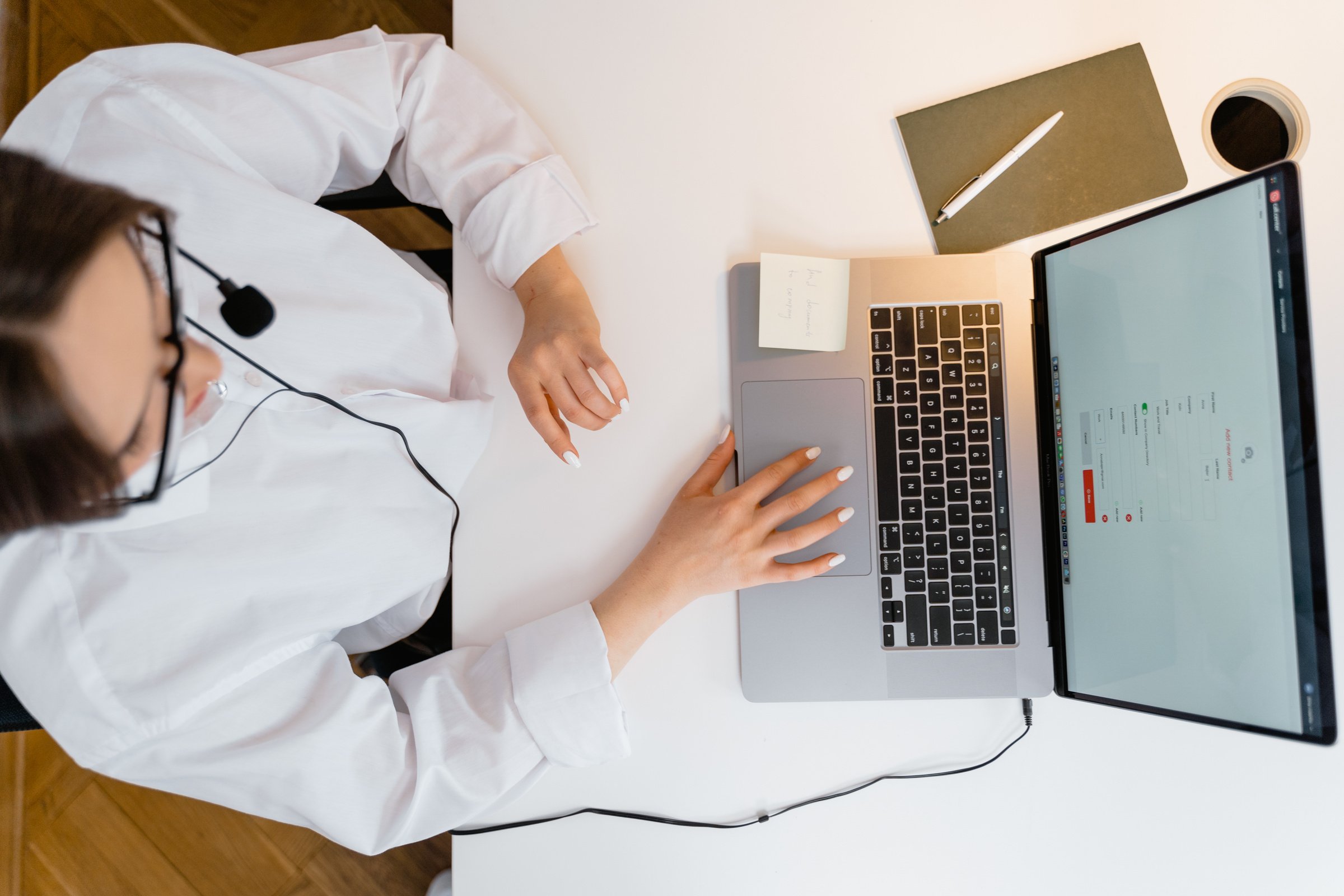 Top View of Woman Working as a Call Center Agent